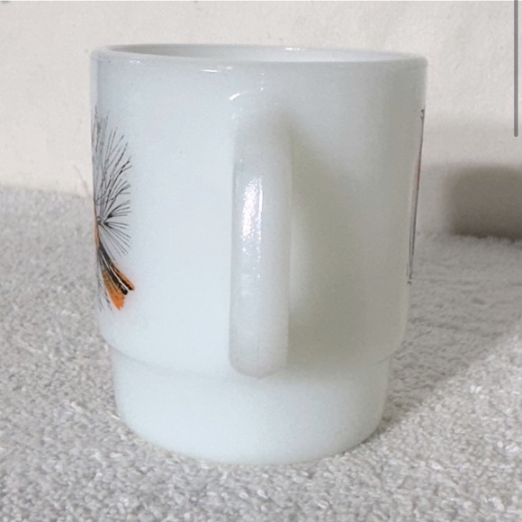 Vintage Anchor Hocking Fire King Milk Glass Baltimore Oriole Stacking Mug - Picture 2 of 14